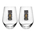 FIFA World Cup 26 We Are 26 set of two clear stemless wine glasses with black logo and gold trophy emblem