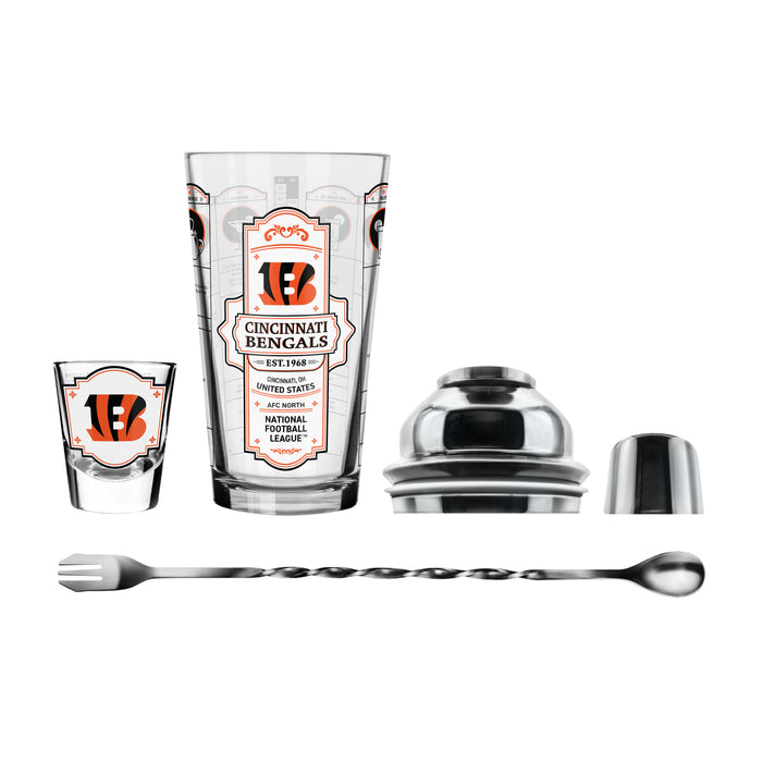 NFL Cincinnati Bengals Bartender Mixing Glass & Shot Glass Shaker Set