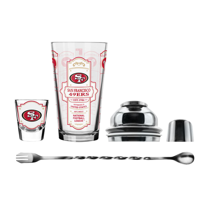 NFL San Francisco 49ers Bartender Mixing Glass & Shot Glass Shaker Set