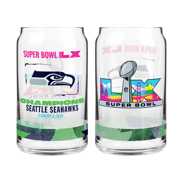 NFL Seattle Seahawks Super Bowl 2026 Champs 2-Pack Can Glass Set