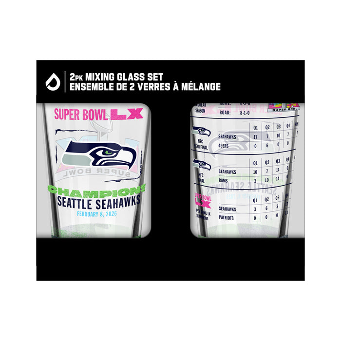 NFL Seattle Seahawks Super Bowl 2026 Champs 2-Pack Mixing Glass Set