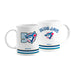 MLB Toronto Blue Jays 50th Season pair of white ceramic mugs with arched wordmark and 50 anniversary crest