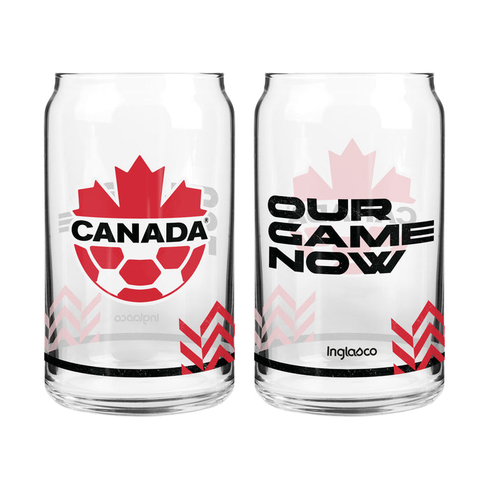 Canada Soccer 2 pack 16 oz Can Glass Our Game Now