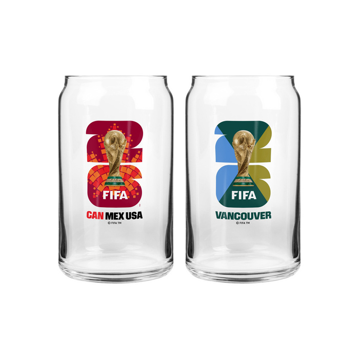 FIFA 2026 16 OZ 2 Pack Can Glass Canada Emblem & Vancouver