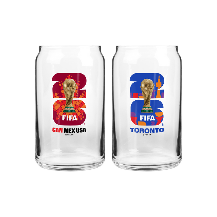 FIFA 2026 16 OZ 2 Pack Can Glass Canada Emblem & Toronto