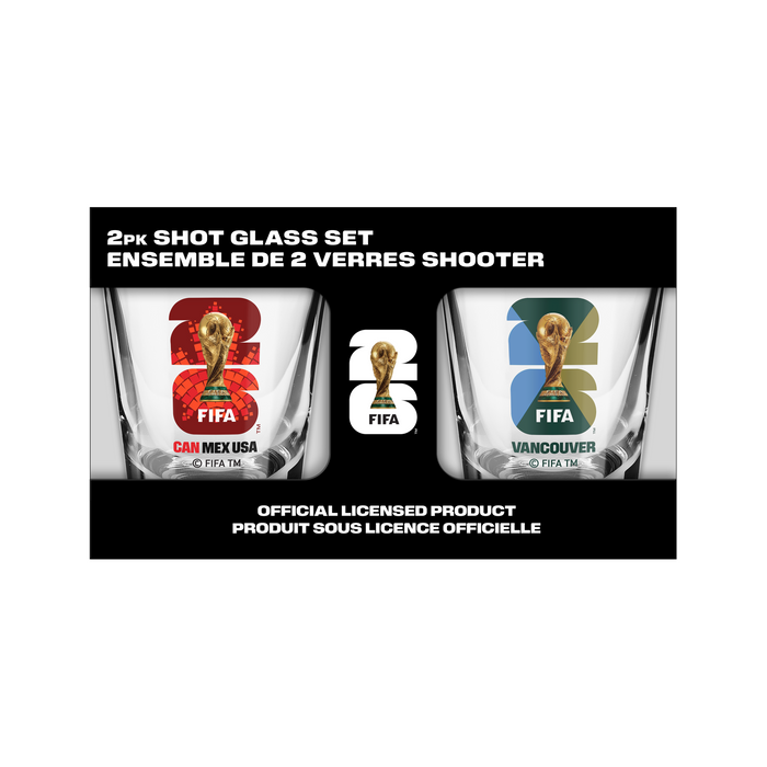 FIFA 2026 2 OZ 2 Pack Shot Glass Canada Emblem & Vancouver