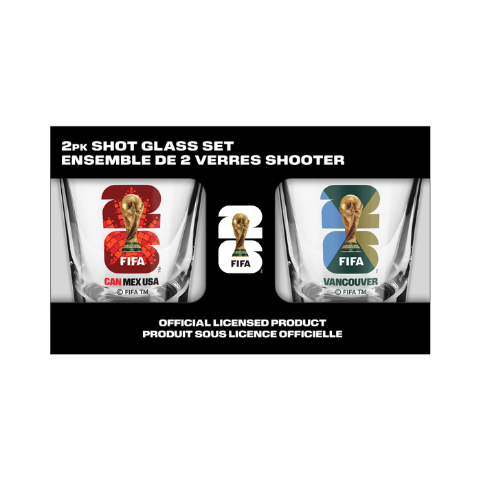 FIFA 2026 2 OZ 2 Pack Shot Glass Canada Emblem & Vancouver