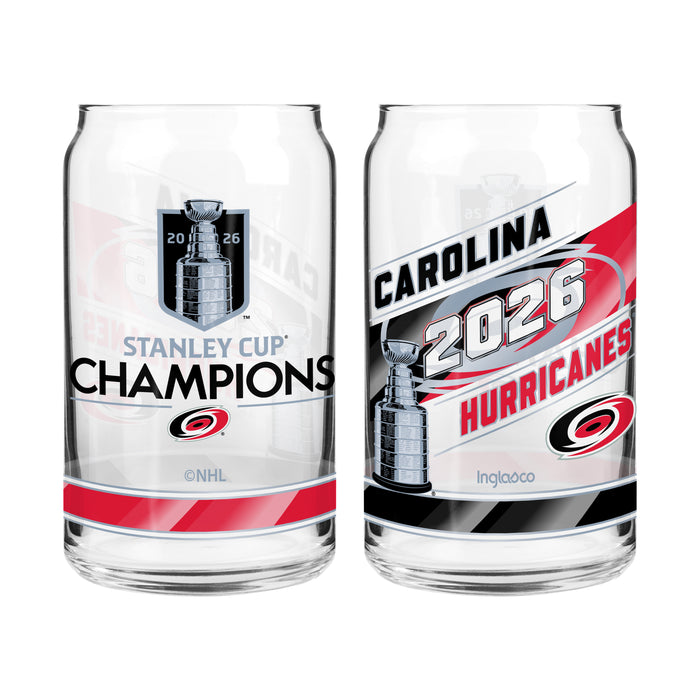 NHL Stanley Cup Champs 2026 2 Pk Can Glass Set Carolina Hurricanes