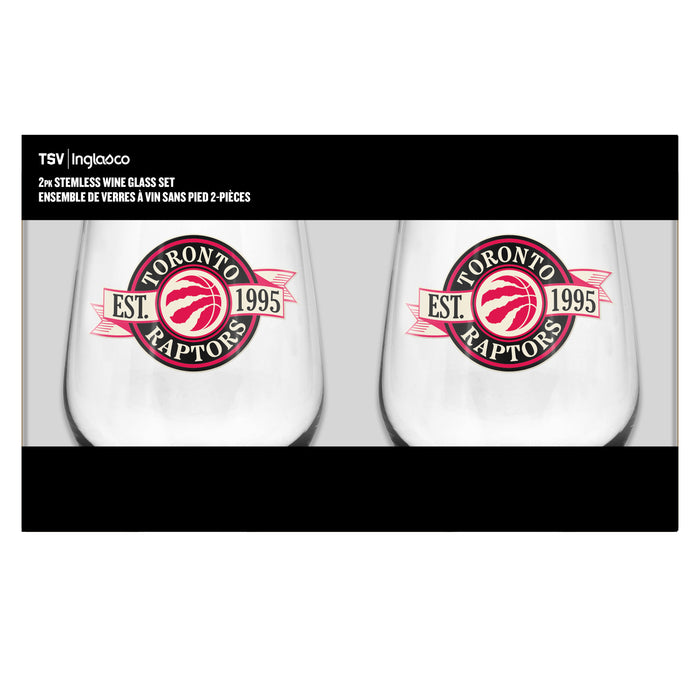 NBA Toronto Raptors 19 Oz 2 Wine Glass Stemless Collection Pack Banner Design
