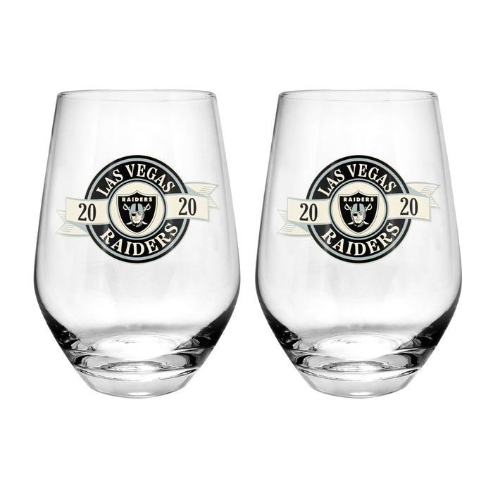 NBA La Vegas Raiders 19 Oz 2 Wine Glass Stemless Collection Pack Banner Design