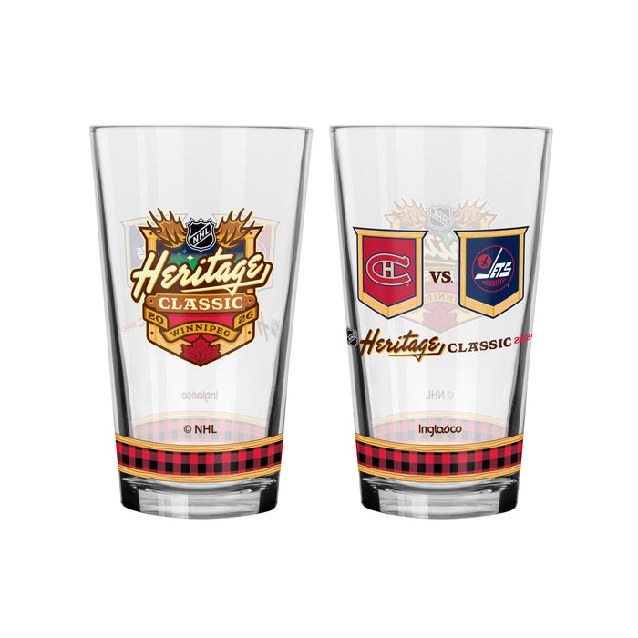 NHL Heritage Classic 2026 16 Oz 2 Pack Mixing Glass Winnipeg Dueling Montreal VS Winnipeg