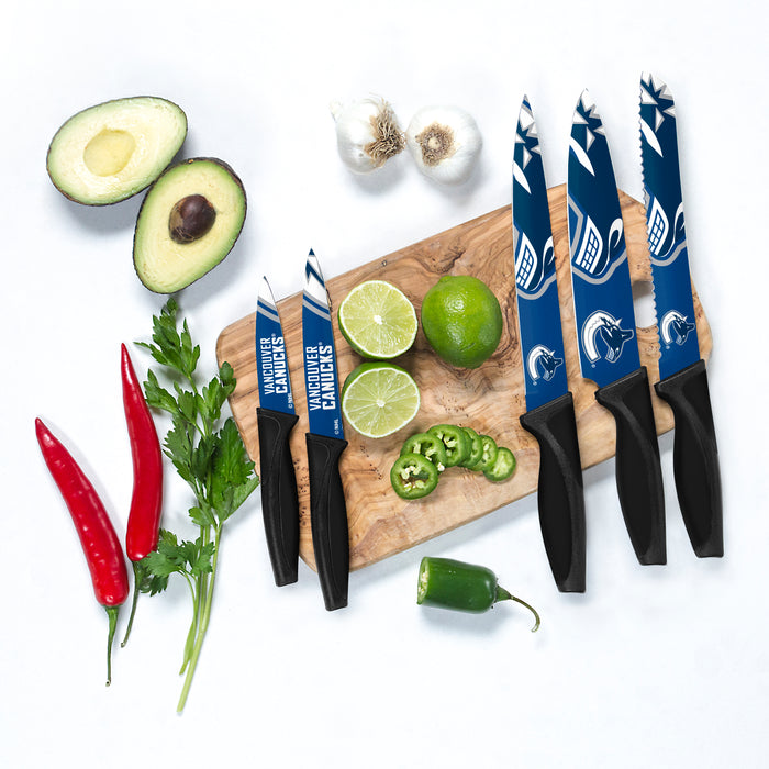 Ensemble de 5 couteaux de cuisine des Canucks de Vancouver de la LNH