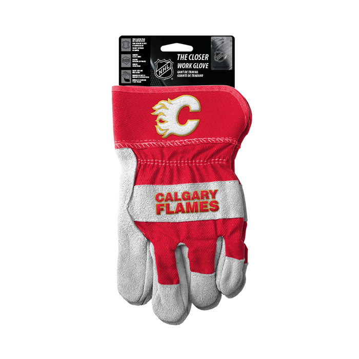 Gants de travail rapprochés des Flames de Calgary de la LNH