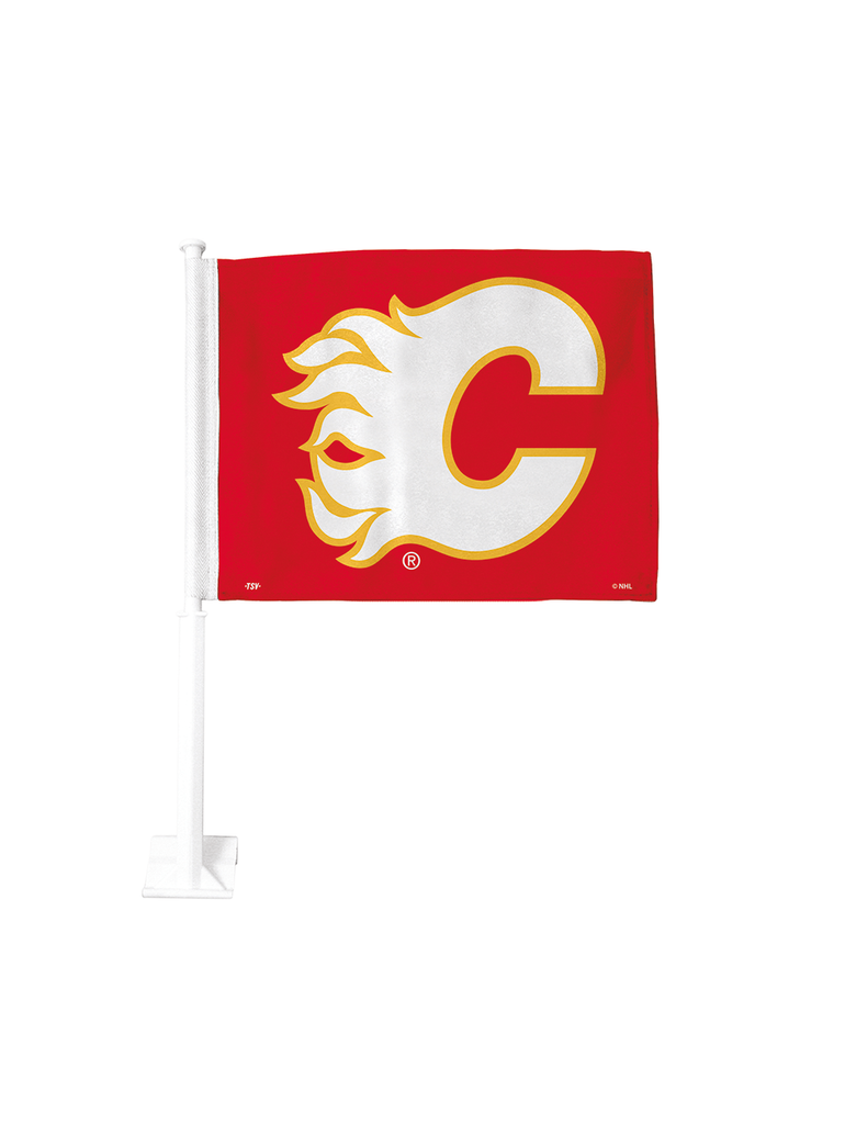 Calgary Flames Double-Sided 11x15 White Car Flag