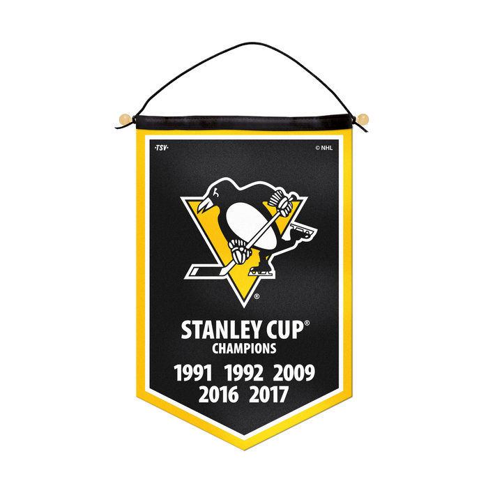 Bannière de la victoire des Penguins de Pittsburgh de la LNH (12 x 18)