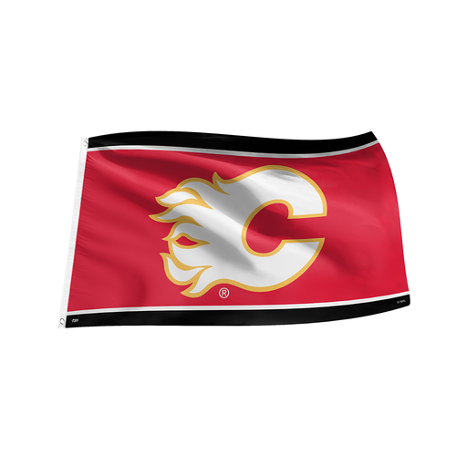 Calgary Flames 3x5 White Flag with Grommets