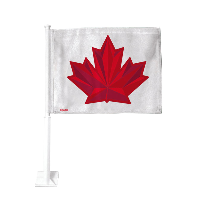 Hockey Canada Team Canada 2026 Olympic double-sided car flag with red maple leaf graphic on white pole-mount banner