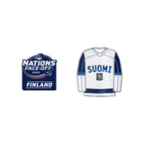 2pc pin set NHL 4 Nations Face-off 2025 Finland Logo & Jersey Pin