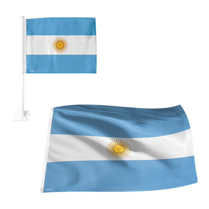 Argentina Fan Pack Set  Includes 3  x 5  Flag & Car Flag