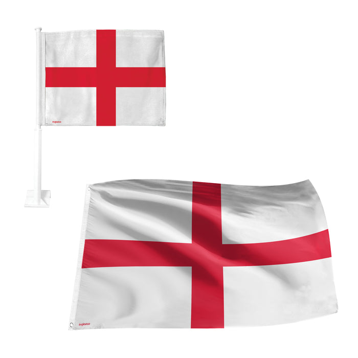 England Fan Pack Set  Includes 3  x 5  Flag & Car Flag