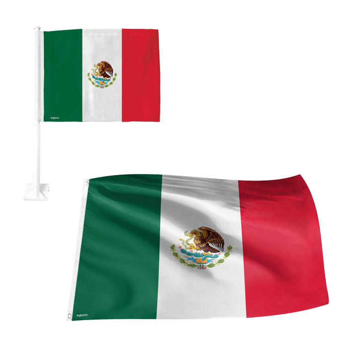 Mexico Fan Pack Set  Includes 3  x 5  Flag & Car Flag