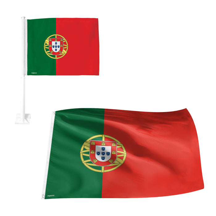 Portugal Fan Pack Set  Includes 3  x 5  Flag & Car Flag