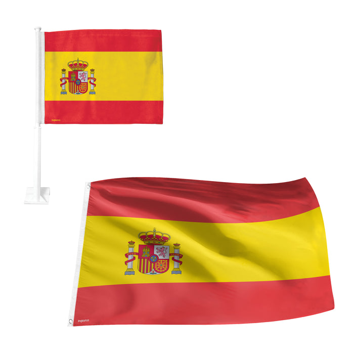 Spain Fan Pack Set  Includes 3  x 5  Flag & Car Flag