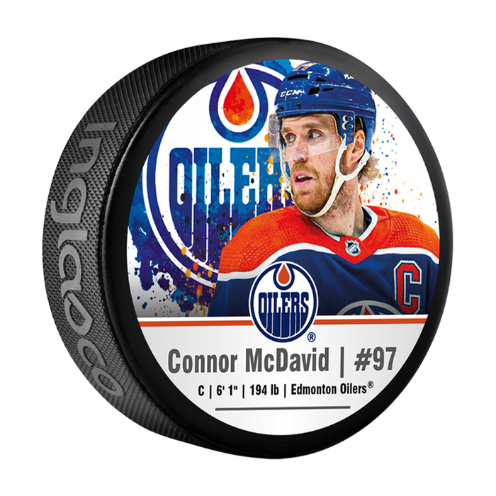 NHLPA Connor McDavid #97 Edmonton Oilers Souvenir Hockey Puck In Cube