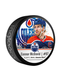 NHLPA Connor McDavid #97 Rondelle de hockey souvenir des Oilers d'Edmonton en cube