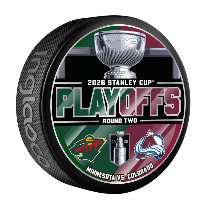 NHL Playoffs 2026  Dueling R2 Colorado Avalanche Vs Minnesota Wild Souvenir Puck