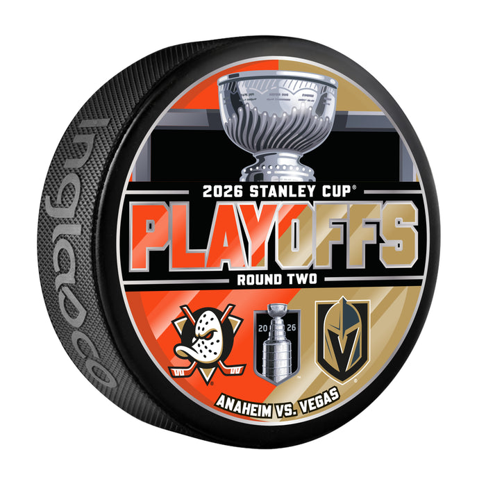NHL Playoffs 2026  Dueling R2 Anaheim Ducks Vs Vegas Golden Knights Souvenir Puck