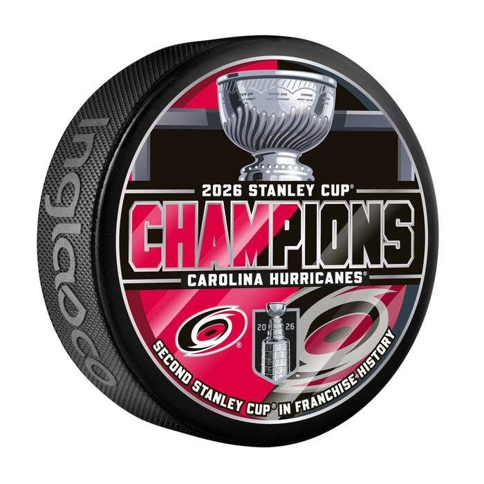 Palet souvenir noir des champions de la Coupe Stanley 2026 de la LNH - Lot de palets des Carolina Hurricanes