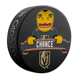 <transcy>Rondelle de hockey souvenir de mascotte des chevaliers d'or de Vegas de la LNH</transcy>