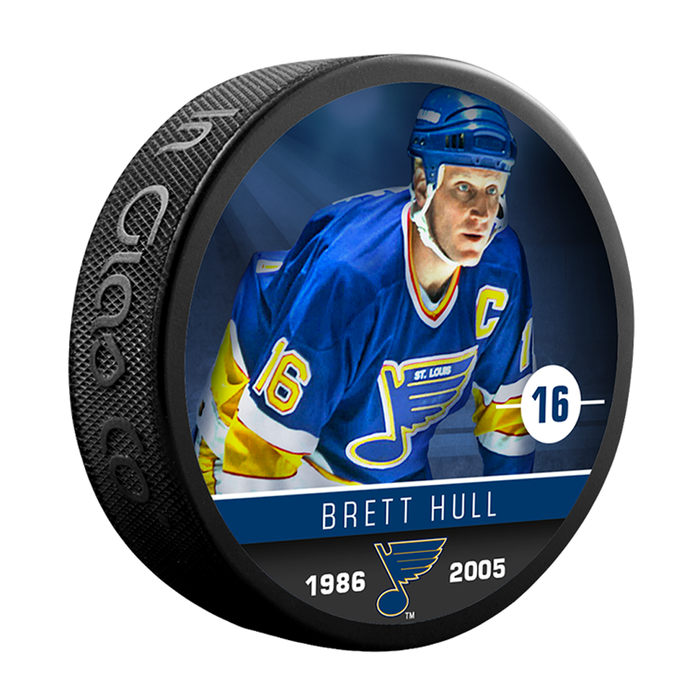 NHLAA Alumni Brett Hull St. Louis Blues Souvenir Collector Hockey Puck