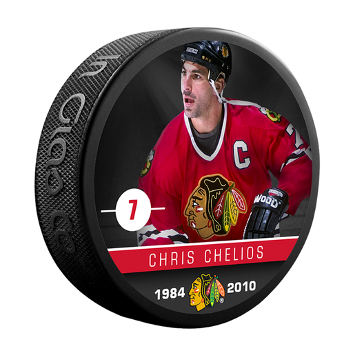 NHLAA Alumni Chris Chelios Chicago Blackhawks Souvenir Collector Hockey Puck