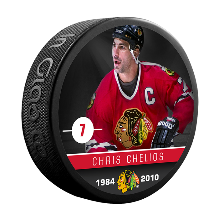 NHLAA Alumni Chris Chelios Chicago Blackhawks Souvenir Collector Hockey Puck