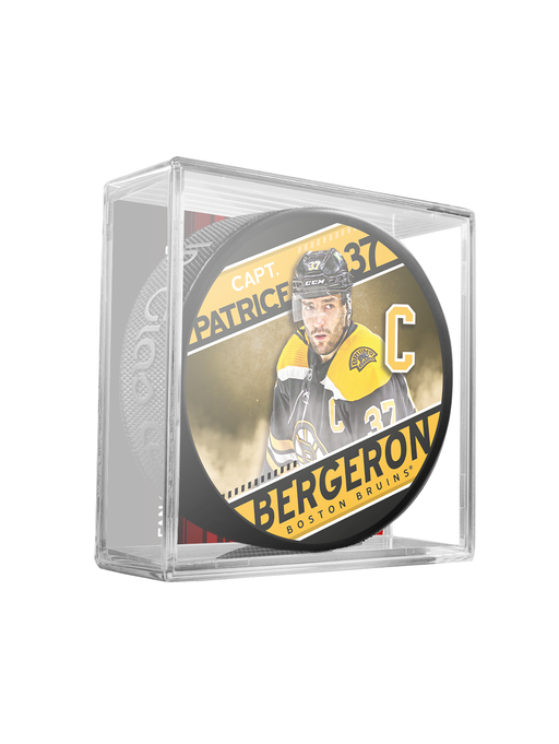 NHL Captain Series Patrice Bergeron Boston Bruins Souvenir Hockey Puck In Cube