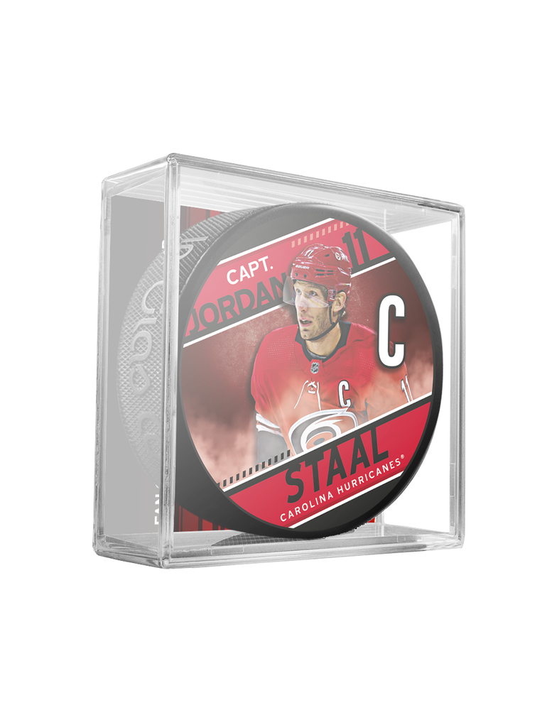 NHL Captain Series Jordan Staal Carolina Hurricanes Souvenir Hockey Puck In Cube
