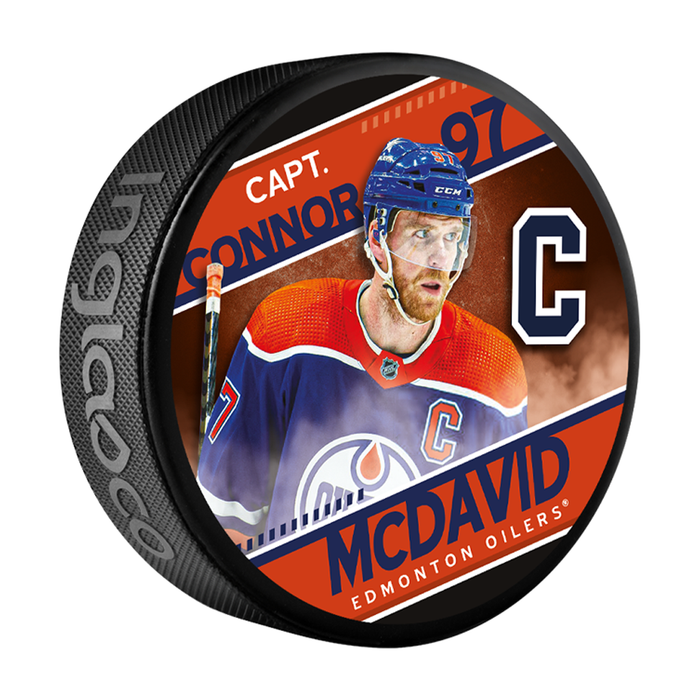 NHL Captain Series Connor McDavid Edmonton Oilers Souvenir Hockey Puck In Cube