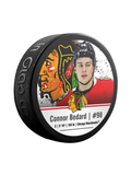 NHLPA Connor Bedard #98 Rondelle de hockey souvenir des Blackhawks de Chicago en cube