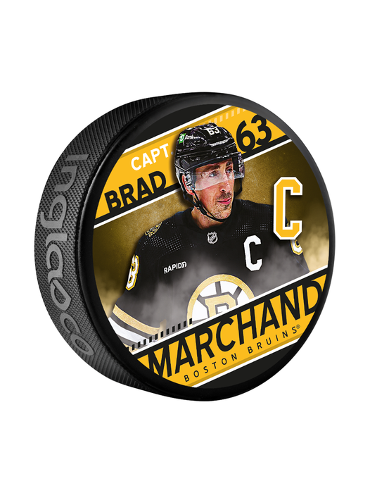NHL Captain Series Brad Marchand Boston Bruins Souvenir Hockey Puck In Cube