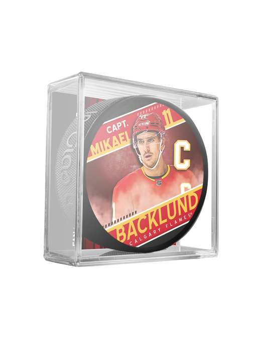 NHL Captain Series Mikael Backlund Calgary Flames Souvenir Hockey Puck In Cube