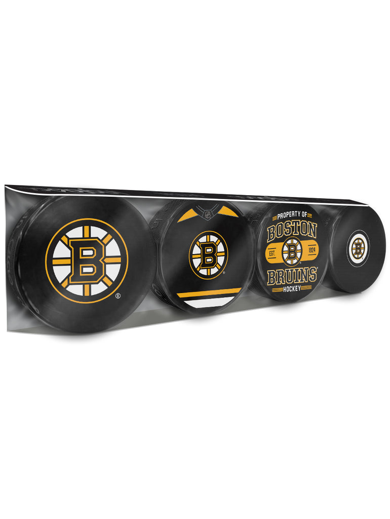 NHL Boston Bruins Souvenir Hockey Puck Collector's 4-Pack