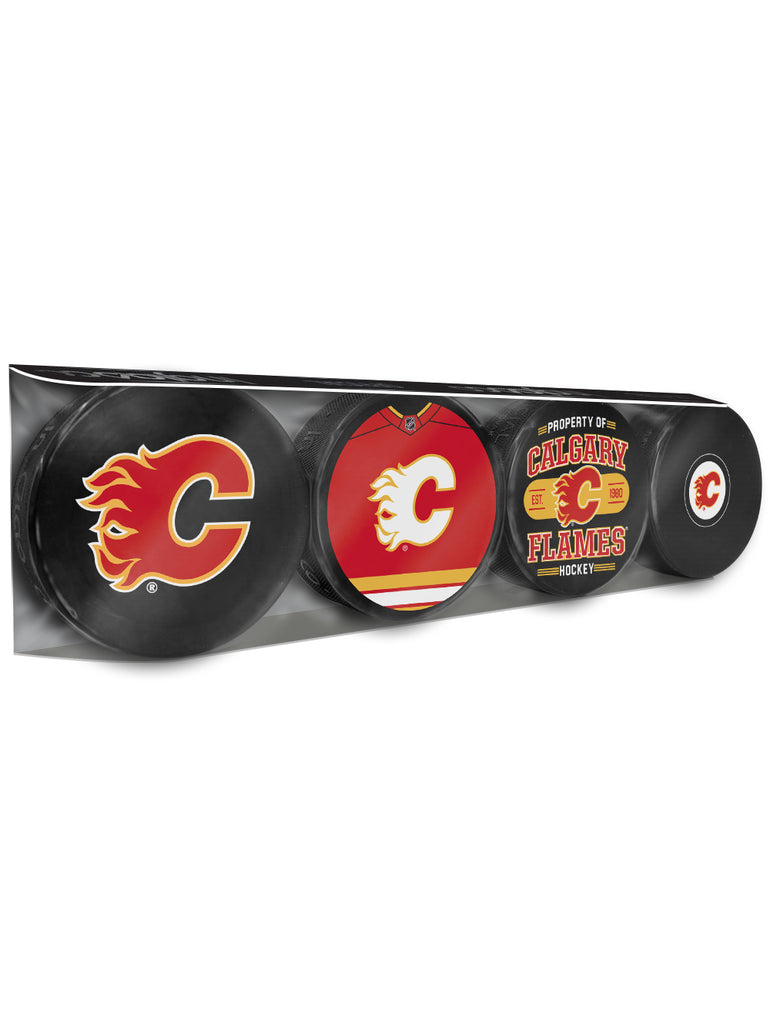 NHL Calgary Flames Souvenir Hockey Puck Collector's 4-Pack