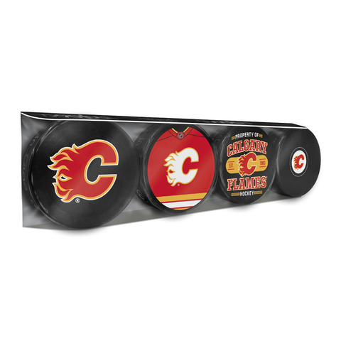 NHL Calgary Flames Souvenir Hockey Puck Collector's 4-Pack