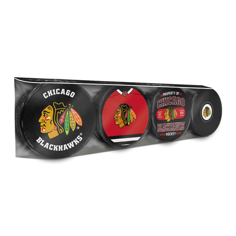 NHL Chicago Blackhawks Souvenir Hockey Puck Collector's 4-Pack
