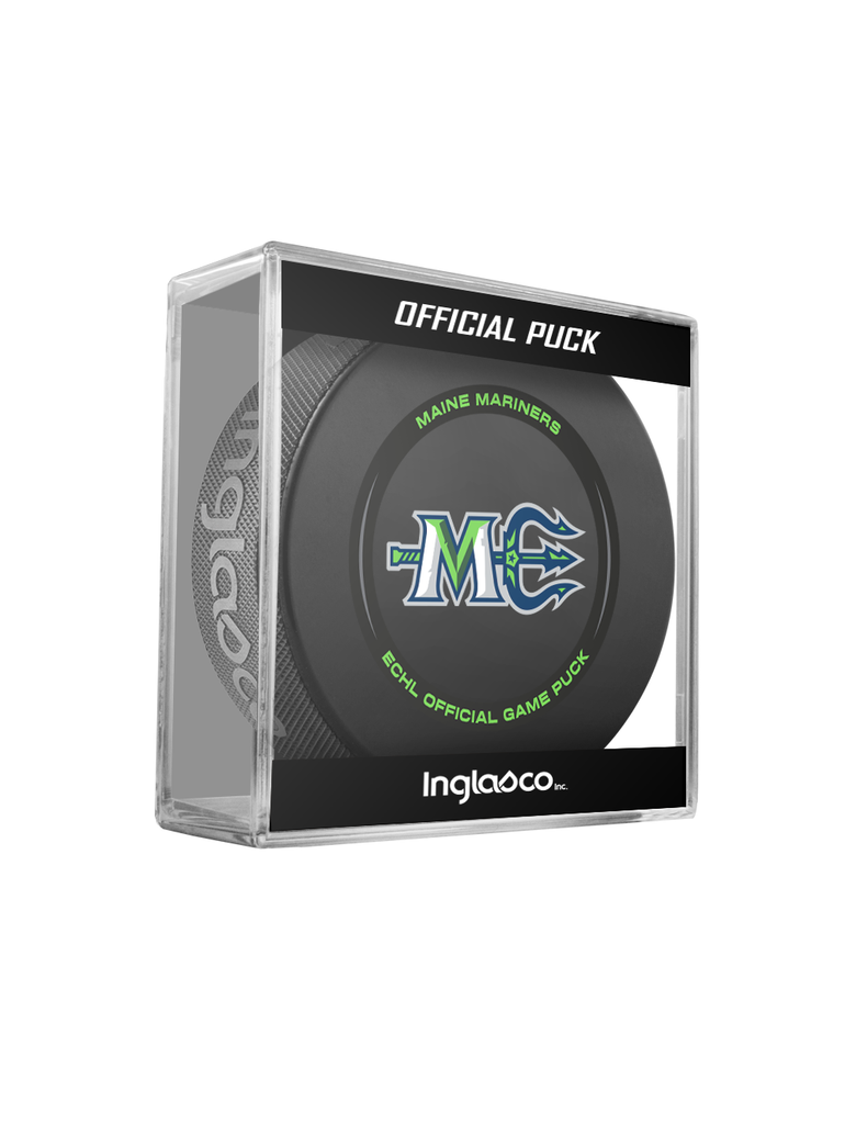 ECHL Maine Mariners 2024-25 Official Game Hockey Puck In Cube