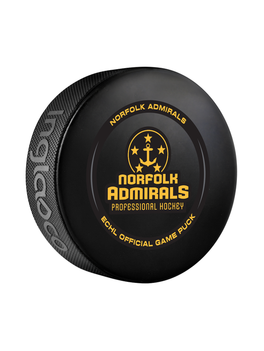 Rondelle de hockey officielle ECHL Norfolk Admirals 2024-25 dans un cube