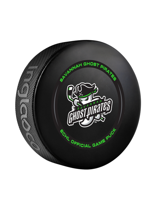 Rondelle de hockey officielle des Savannah Ghost Pirates 2024-25 de l'ECHL dans un cube