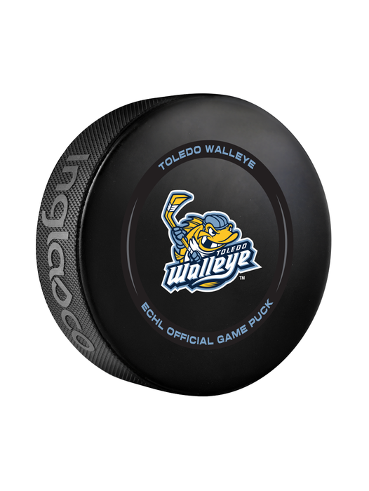 Rondelle de hockey officielle du match Walleye de Toledo de l'ECHL 2024-25 dans un cube